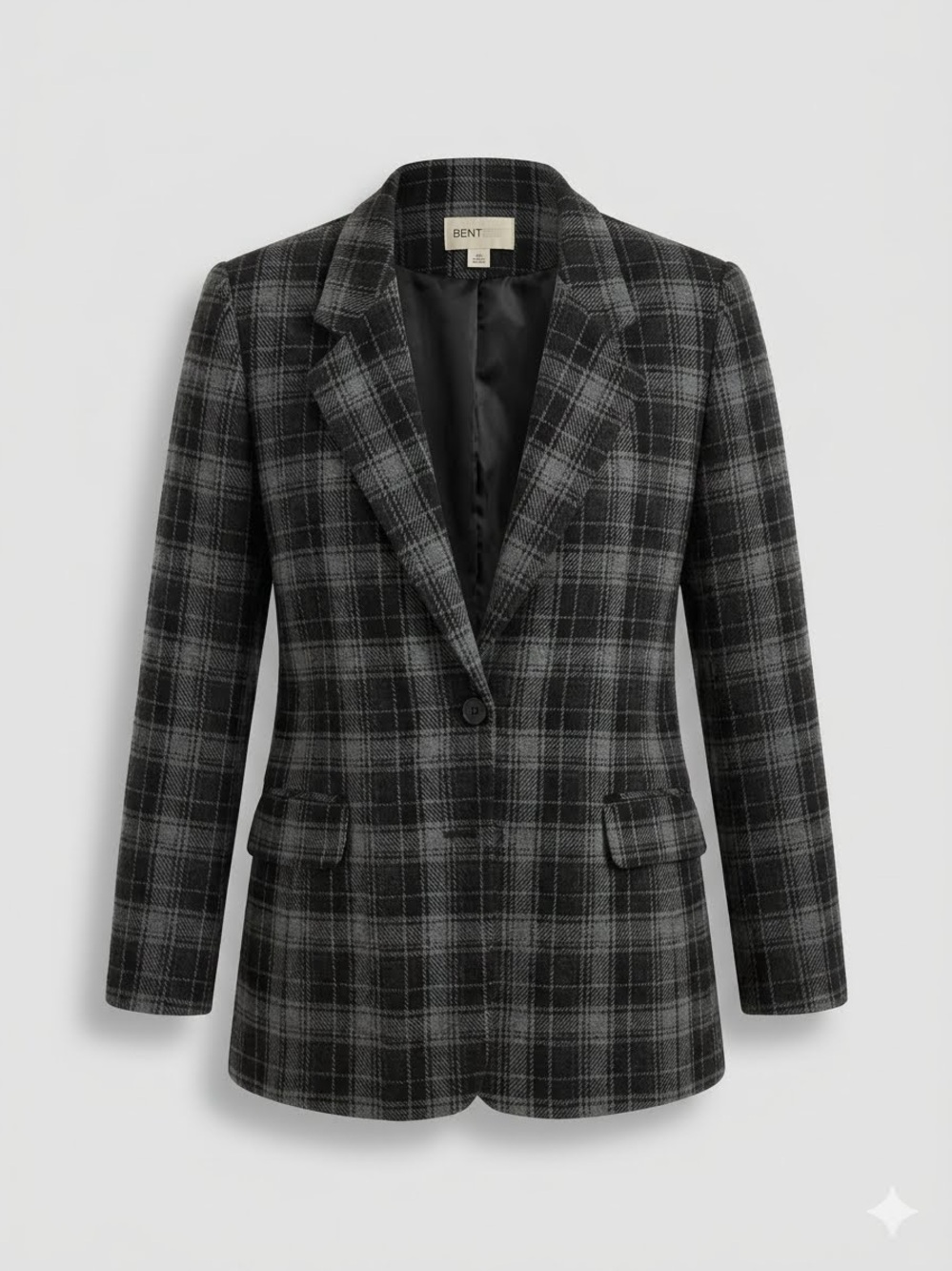 Bentley Plaid Single-Button Women's Blazer in Charcoal Workcore Office Workwear